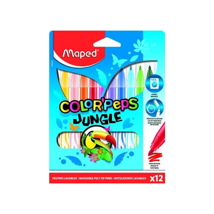 Maped Rotuladores Color'Peps Jungle 2.0 Estuche de 12 Colores Surtidos
