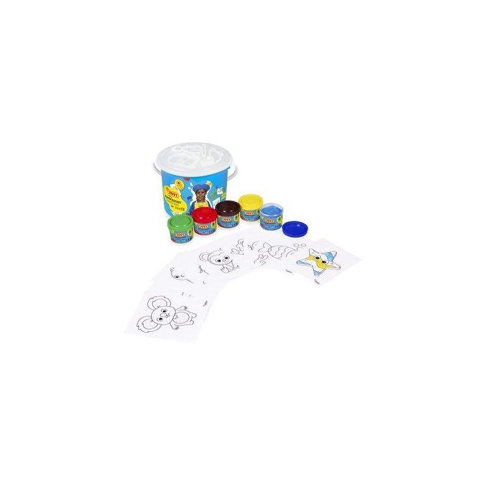 Jovi Pintura de Dedos Super Kit 5 botes 35ml Lavable, No Tóxica y Sin Gluten + 20 Plantillas de Animales para Niños