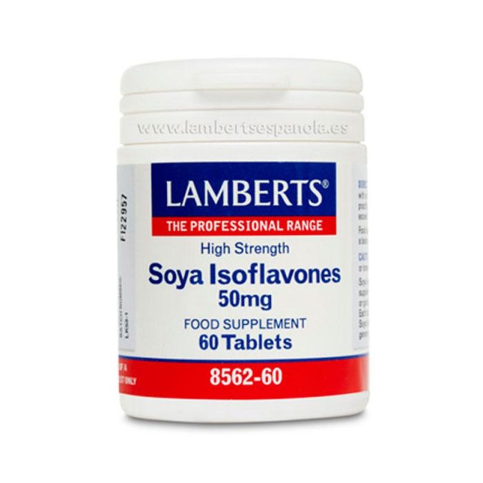 LAMBERTS Isoflavonas de Soja 50mg 60 Comprimidos. Suplemento para el bienestar femenino, apto para veganos.