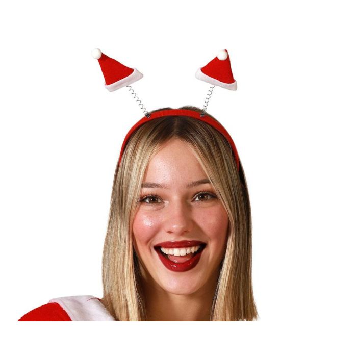 Diadema Con Gorros Navideños Rojos Con Muelles Para Navidad