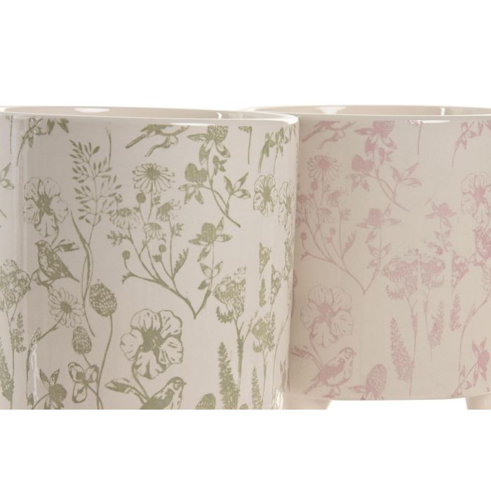 Macetero Shabby DKD Home Decor Blanco Verde 13.7 x 14.7 x 13.7 cm Set de 3 (2 Unidades) 2