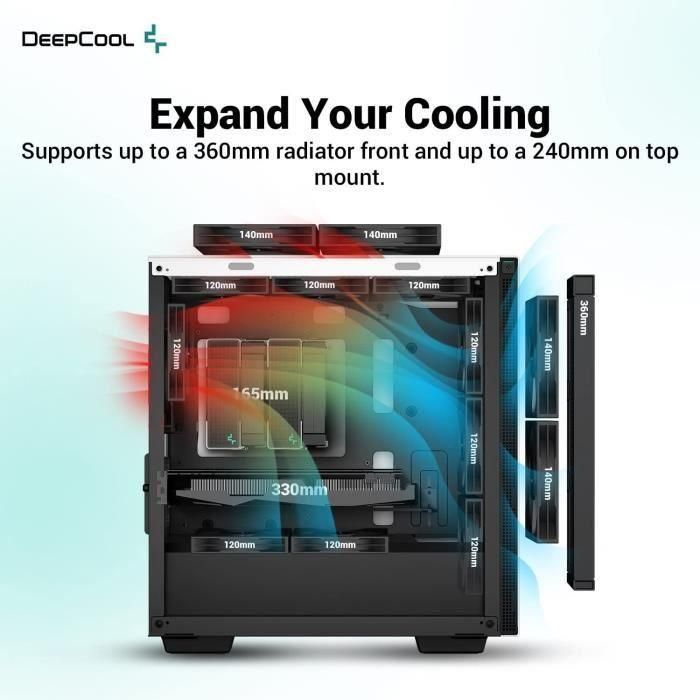 Caja de PC sin fuente de alimentación - DEEPCOOL CH370 (Blanco) - Mini torre - Formato Micro-ATX 3 Caja de PC sin fuente de alimentación - DEEPCOOL CH370 (Blanco) - Mini torre - Formato Micro-ATX 3
