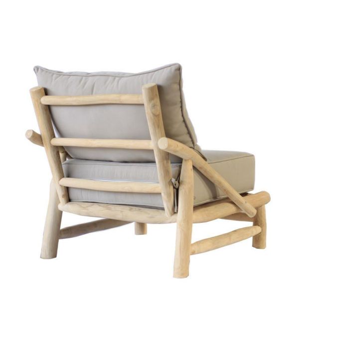 DKD Home Decor Butaca Balines Gris Claro Natural Madera Teca y Poliéster 80 x 73 x 82 cm 2