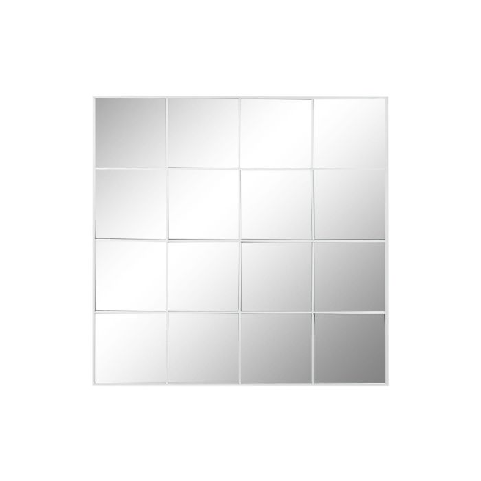 DKD Home Decor Espejo Scandi Tipo Ventana Blanco 122 cm Ancho x 122 cm Alto x 2 cm Fondo en Hierro y Cristal
