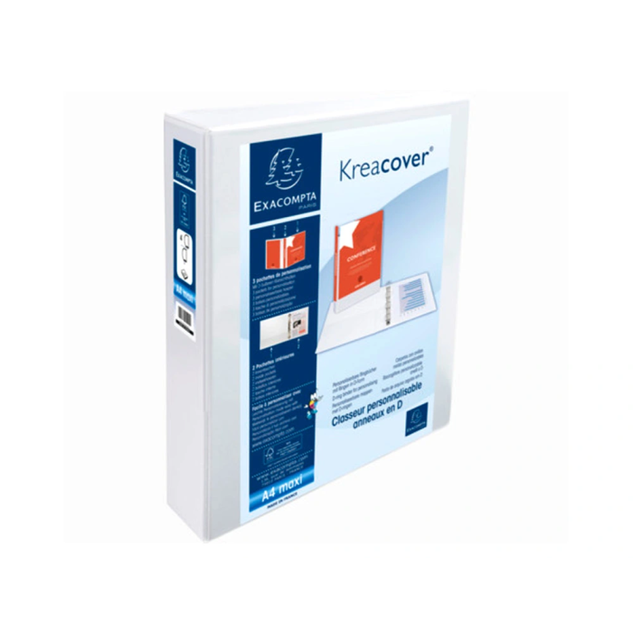 Exacompta Carpeta Canguro 4 Anillas 40 mm DIN A4+ Polipropileno Personalizable 3 Bolsillos Blanco 1 Exacompta Carpeta Canguro 4 Anillas 40 mm DIN A4+ Polipropileno Personalizable 3 Bolsillos Blanco 1