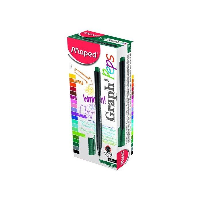 Rotulador Fibra Maped Graph Peps Green Forest (Set de 12)