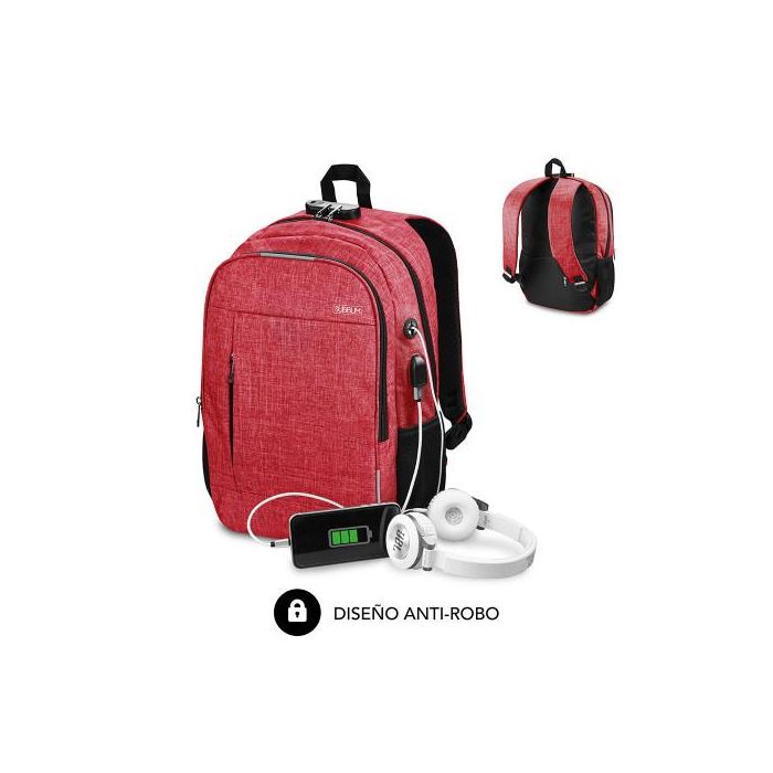 SUBBLIM Mochila Portatil Urban Lock Backpack 16" Red SUBBLIM Mochila Portatil Urban Lock Backpack 16" Red