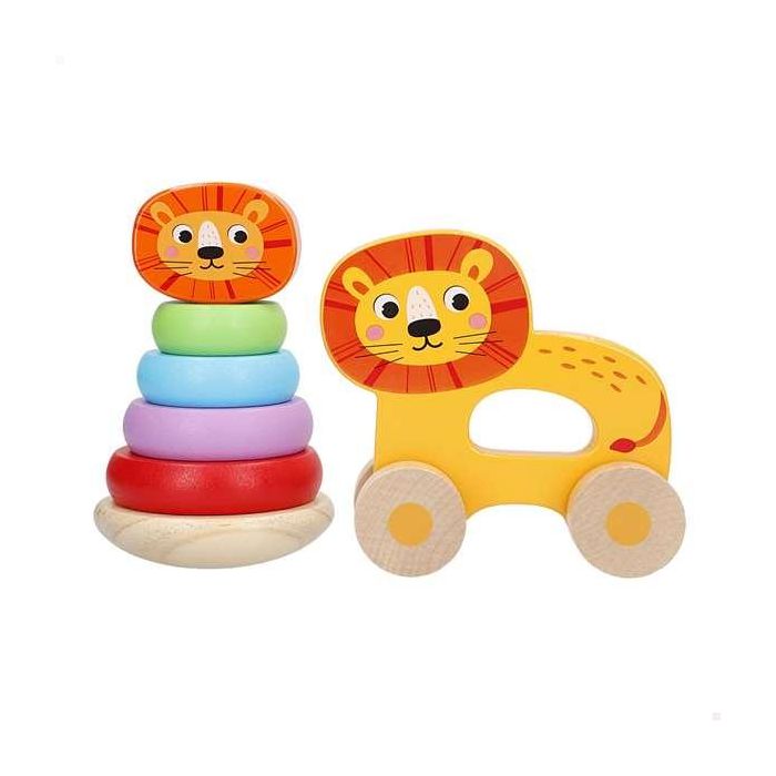 Color Baby Arrastre Madera Animales con Torre Apilables 21.5x95x15 cm 4