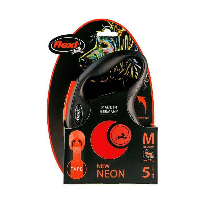 Correa Flexi New Neon S Cinta 5M Naranja Neón 1 Correa Flexi New Neon S Cinta 5M Naranja Neón 1