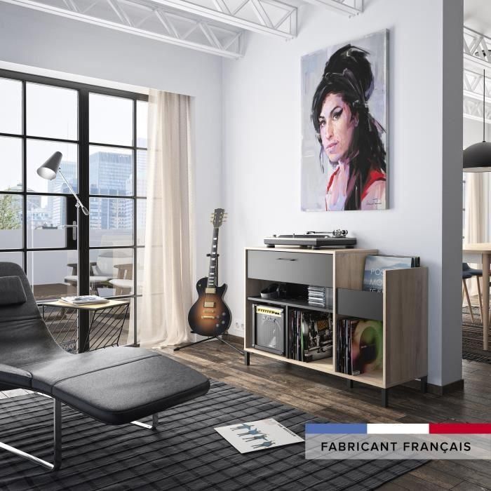 VINILO VINTAGE Muebles de platino - Estilo urbano - Decoración de roble - L 115 x P 40 x A 81 cm 4 VINILO VINTAGE Muebles de platino - Estilo urbano - Decoración de roble - L 115 x P 40 x A 81 cm 4