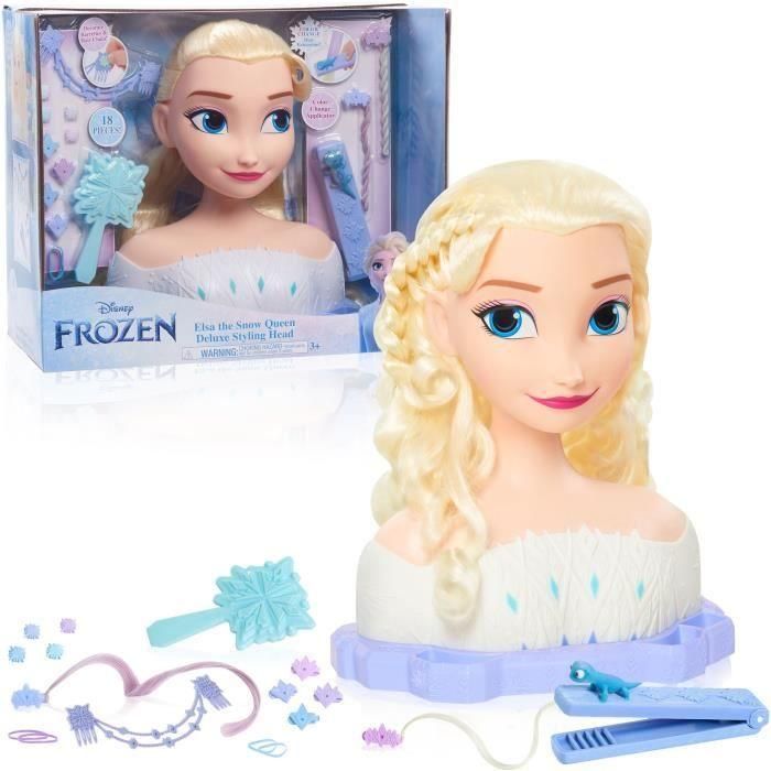 Cabezal de peinado - SNOW QUEEN - Elsa Deluxe Styling Head - Extensiones, accesorios para el cabello y revelador de color, a partir de 3 años 5