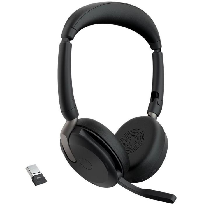 Jabra Evolve2 65 Flex UC Stereo + Link 380 Negro - Auriculares Inalámbricos/Alámbricos Diadema para Oficina/Centro de Llamadas Bluetooth 5.2 USB