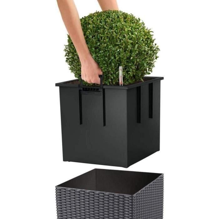 LECHUZA Jardiniere CUBE Cottage 50 TODO EN UNO Moka 442088 4