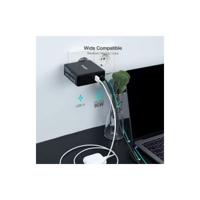 TooQ TQLC-USBC90PD Cargador Portátil USB-C 90W Power Delivery 3.0 Automático 5-20V compatible con Mac y salida USB-A 4 TooQ TQLC-USBC90PD Cargador Portátil USB-C 90W Power Delivery 3.0 Automático 5-20V compatible con Mac y salida USB-A 4