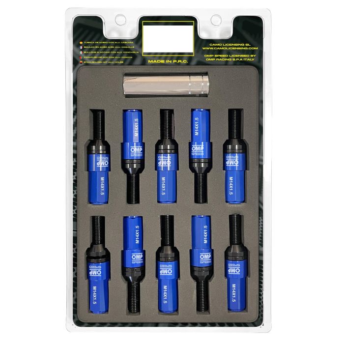 Omp Speed Juego De 20 Tornillos Con Protector De Aluminio De Colores M14x1.5 Llave De 17-19 Largo 28 mm Con Protector Azul OMPS09981407 Omp Speed Juego De 20 Tornillos Con Protector De Aluminio De Colores M14x1.5 Llave De 17-19 Largo 28 mm Con Protector Azul OMPS09981407