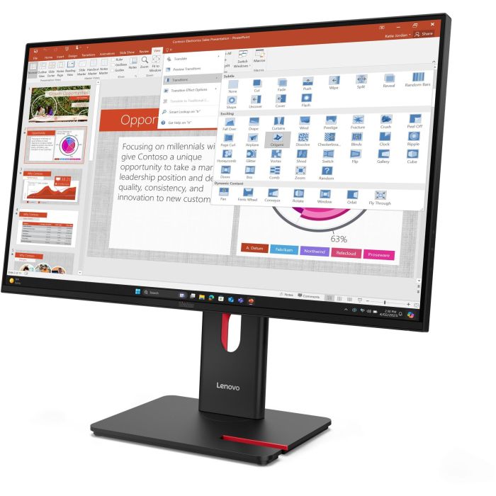 Lenovo T27-40 Monitor 27" IPS Full HD 1920x1080 120Hz 6ms HDMI DisplayPort USB para Oficina Negro 4