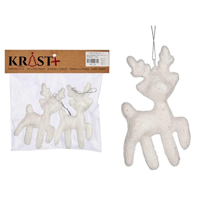 Set 2 Renos Decorativos Navidad 11 cm Krist+ - Blanco, Plástico (72 Unidades) Set 2 Renos Decorativos Navidad 11 cm Krist+ - Blanco, Plástico (72 Unidades)