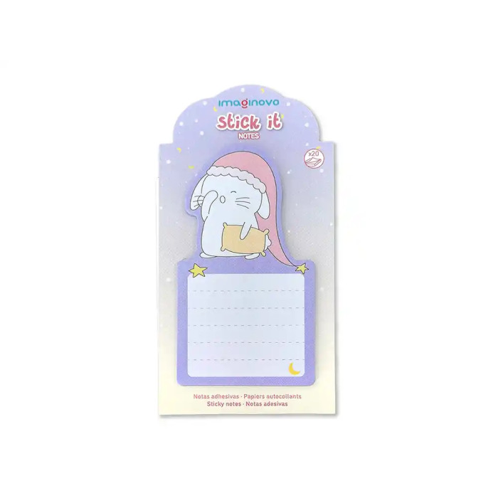 Imaginovo Bloc notas adhesivas con soporte, diseño bunny, 20 hojas, morado, 60x125 mm 1