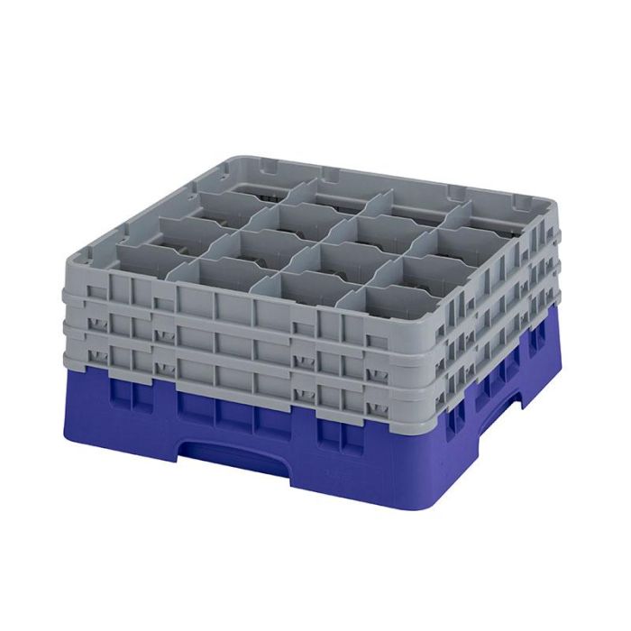 CAMBRO - 16S738-186 - Cesta de lavado 16 comp. 3 alturas - 10,9 cm Ø máx. - alt. máx. 20 cm - 50 x 50 x 22,5 cm - Azul marino