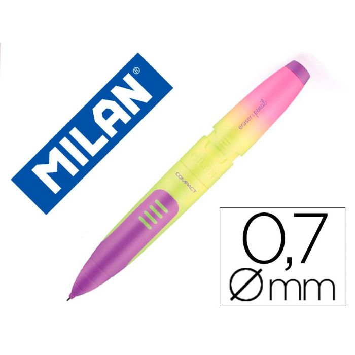 Portaminas Milan Compact Sunset 0,7 mm Con Goma De Borrar Colores Surtidos 20 unidades