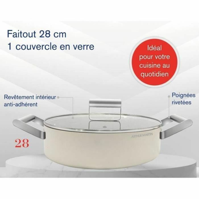Cazuela - ARTHUR MARTIN - AM1102 - 28 cm con tapa - Aluminio forjado - Todas las fuentes de calor, incluido inducción + horno 1 Cazuela - ARTHUR MARTIN - AM1102 - 28 cm con tapa - Aluminio forjado - Todas las fuentes de calor, incluido inducción + horno 1