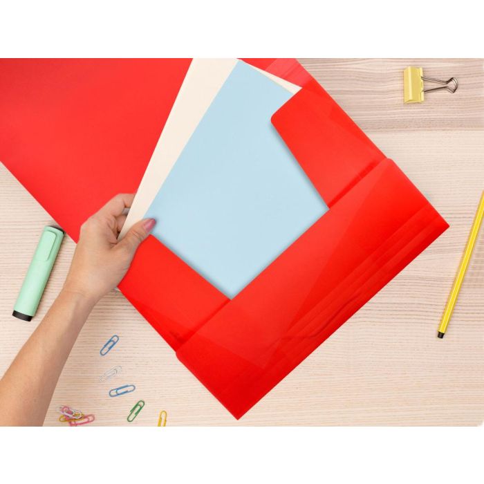 Carpeta Liderpapel Gomas Solapas 34960 Polipropileno Din A4 Rojo Translucido 8