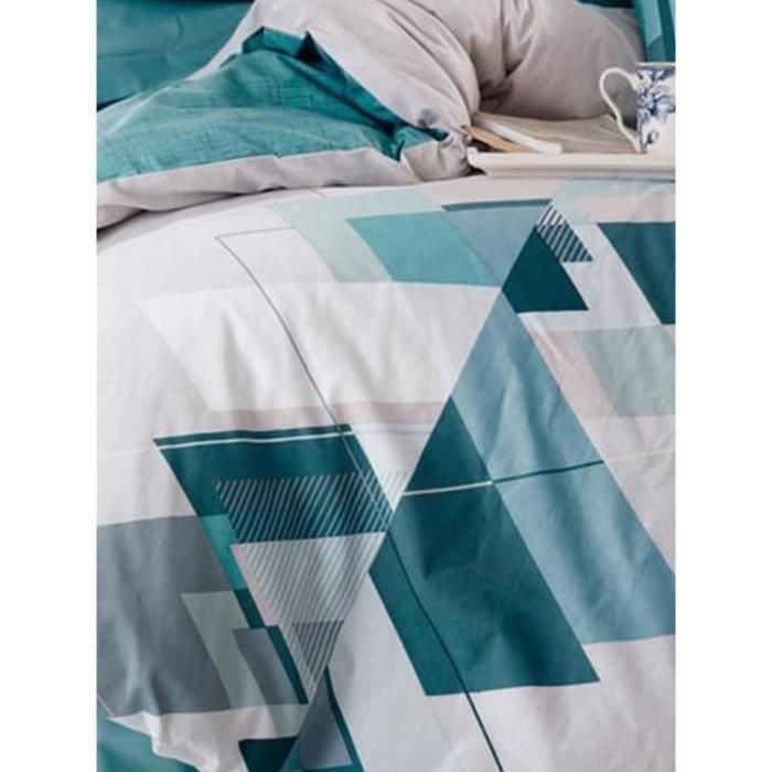 Juego de cama - 1 funda nórdica 220x240 cm + 2 fundas de almohada 60x60 cm - 100% algodón - Verde 3 Juego de cama - 1 funda nórdica 220x240 cm + 2 fundas de almohada 60x60 cm - 100% algodón - Verde 3