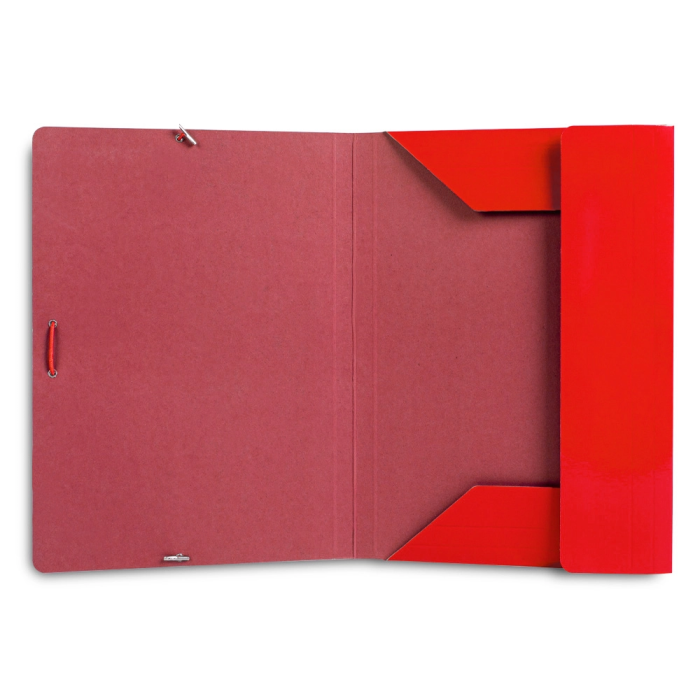 Liderpapel Carpeta de Gomas Tres Solapas Cartón Plastificado Folio Color Rojo 4