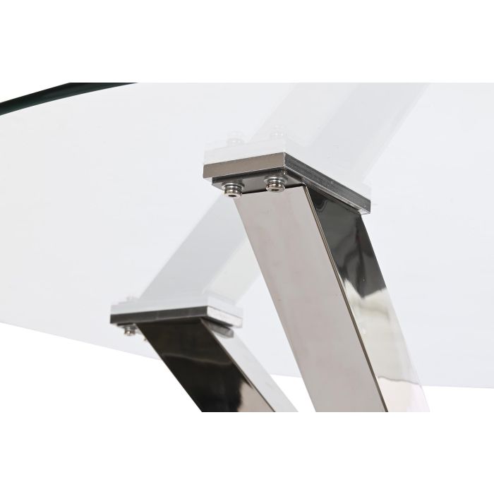 DKD Home Decor Mesa Comedor Moderno Plateado Acero y Cristal 110x76x110 cm 4