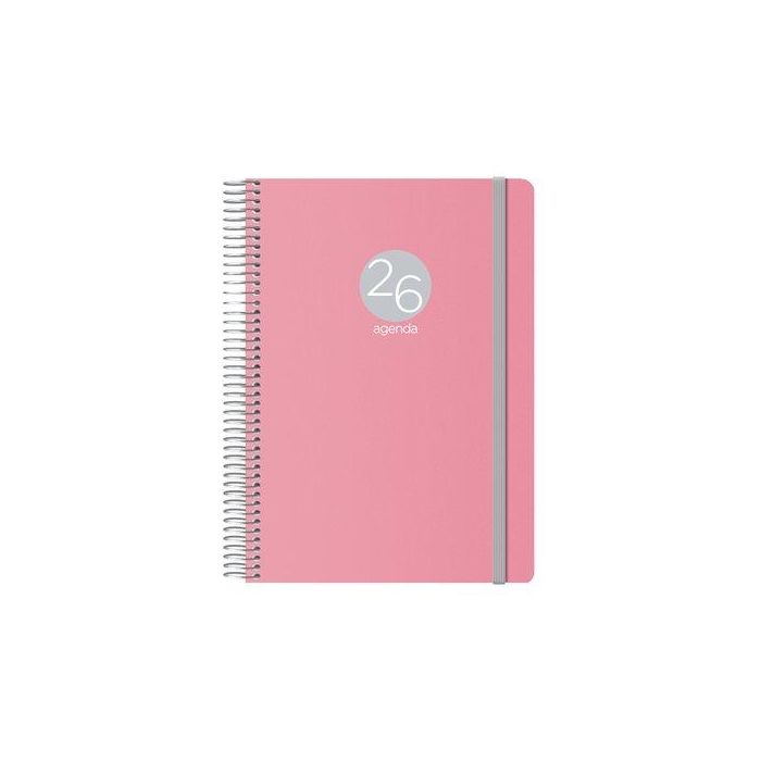 Dohe Agenda Anual Memphis Espiral 15x21 cm Dp Cierre C-Goma Pp Rosa 2026