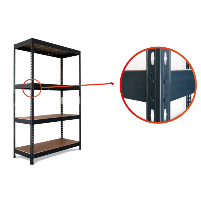 Ar Storage Estantería Metálica 200x200x70 cm, 4 Estantes, 450 kg por Estante, Bandejas de Madera, Sin Tornillos, Gris Antracita 5