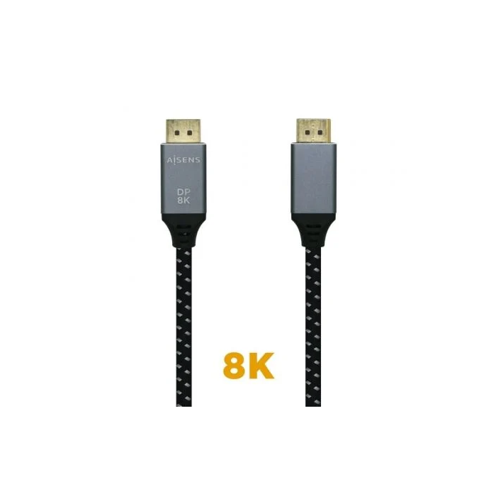 AISENS - CABLE DISPLAYPORT V1.4 8K@60HZ, DP/M-DP/M, GRIS/NEGRO, 0.5M