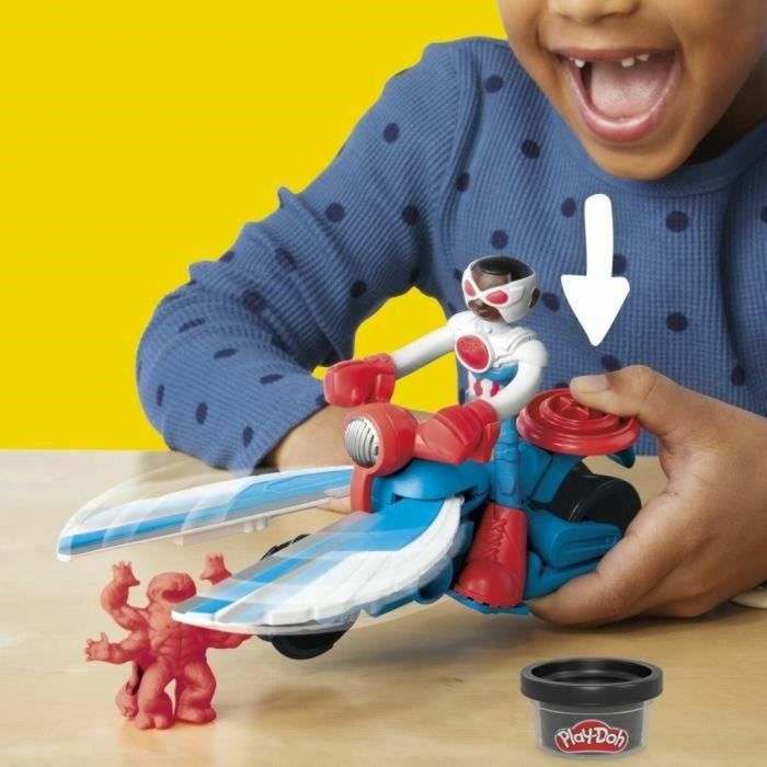 Play-Doh Capitán América Set Moto Sharp con Figura Flexible, 3 Accesorios y Plastilina, HASG05555L0, A Partir de 4 Años, Marvel 3