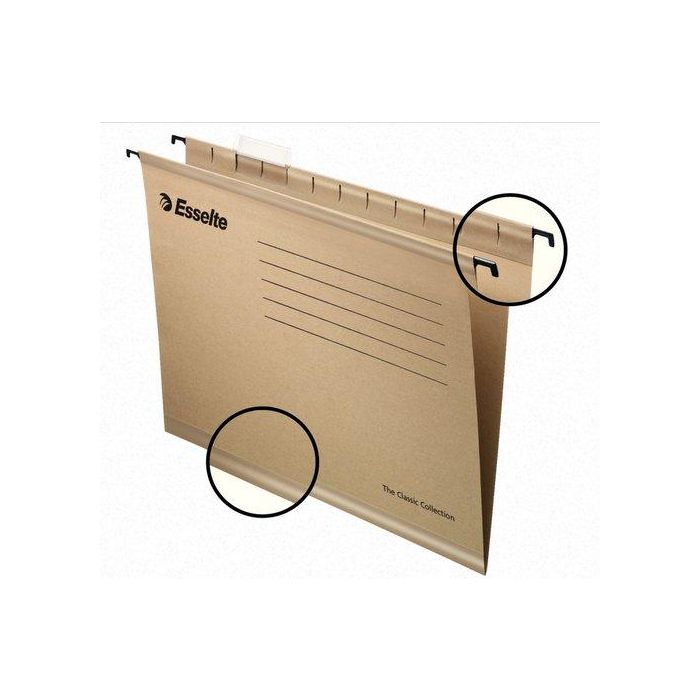 Carpeta Colgante Esselte Cart.Visor Superior Rig. V Kraft 230G A4 Paquete De 50