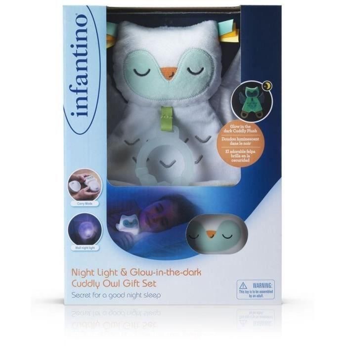 Caja de regalo - INFANTINO - 302036 - Luz de noche y búho de peluche luminiscente 1 Caja de regalo - INFANTINO - 302036 - Luz de noche y búho de peluche luminiscente 1