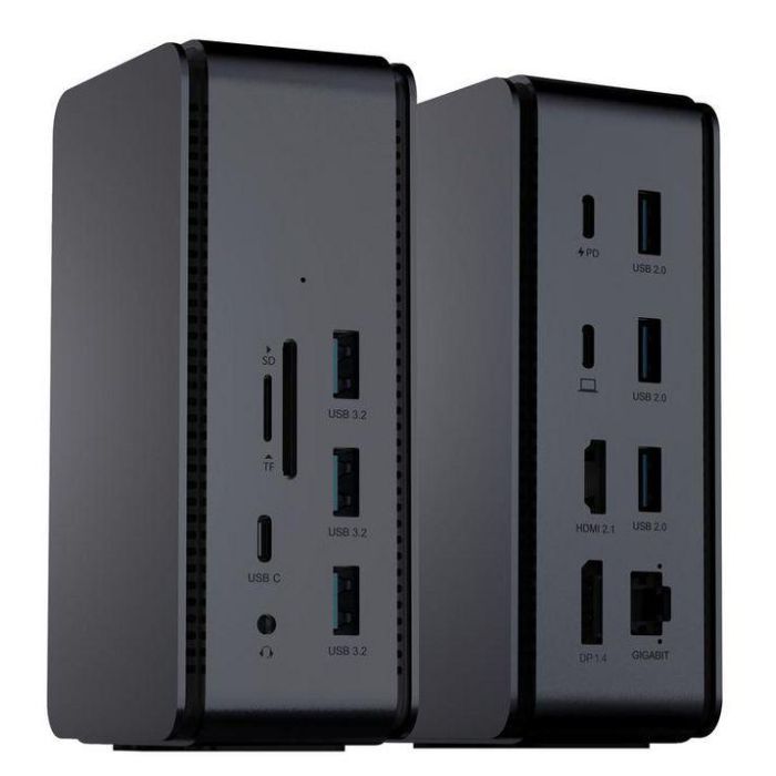 ProXtend USB4 Dual 8K Docking Station Negro Plata, Soporte 2x8K@30Hz, 40Gbps, 100W PD, Compatible con USB-C Windows/macOS/ChromeOS