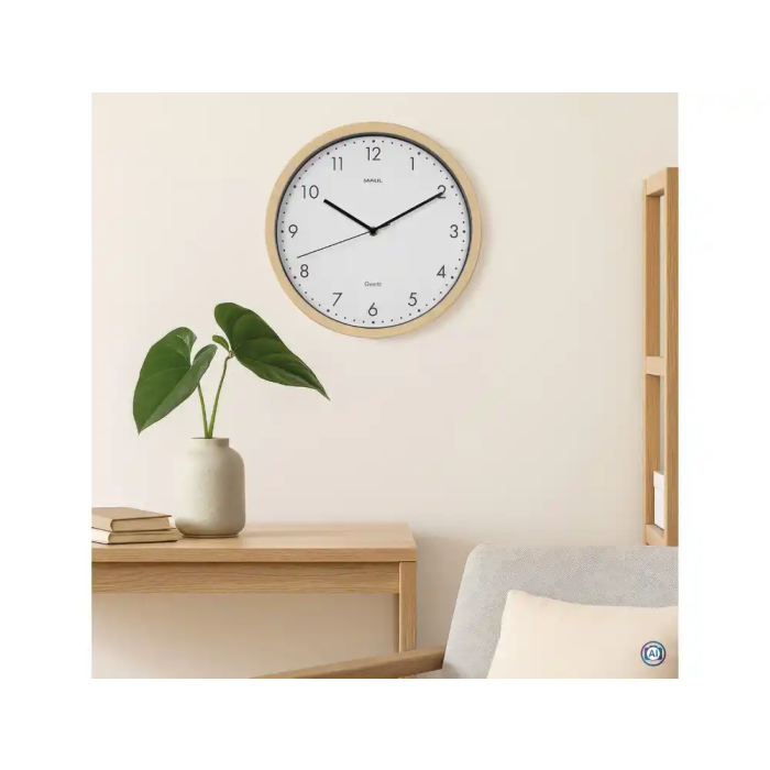 Maul Reloj Pared Cuarzo 30 cm Marco Madera Natural Clara 1