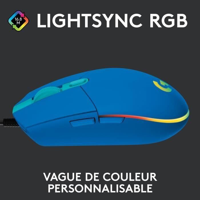 Ratón para juegos con cable - LOGITECH G - G203 - LIGHTSYNC - RGB - Azul 1