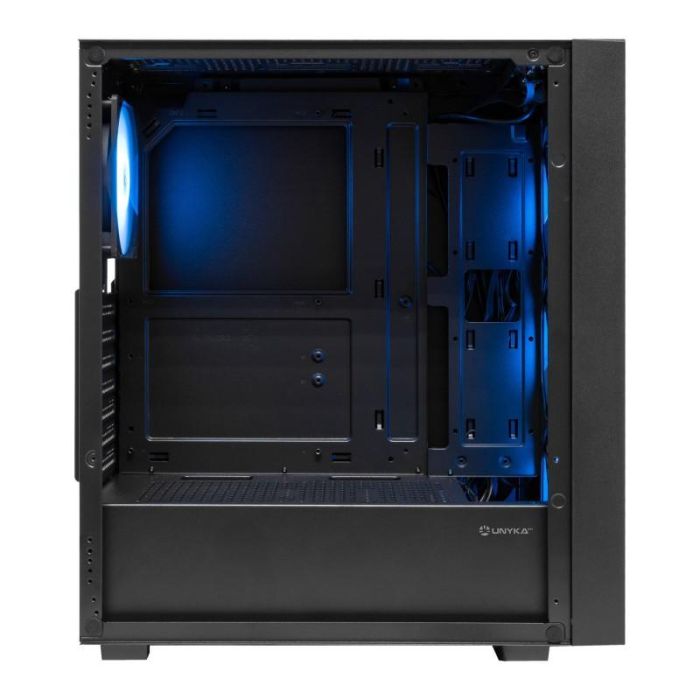 UNYKA Gaming Revelat Mesh Compact Edition Caja ATX Gaming Negra con 4 Ventiladores ARGB 120 mm, Vidrio Templado, Soporte GPU 34 cm, USB 3.2, Compatible con Micro ATX e ITX
