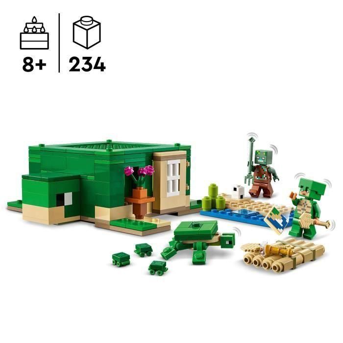 LEGO 21254 Minecraft Turtle Beach House, Juguete con Accesorios, Minifiguras de Personajes de Videojuegos 1 LEGO 21254 Minecraft Turtle Beach House, Juguete con Accesorios, Minifiguras de Personajes de Videojuegos 1