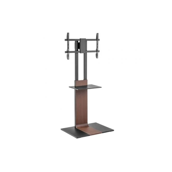 AISENS Soporte de Suelo para Monitor/TV de 37-86" con Bandeja DVD, 50kg, VESA 600x400mm, Negro-Marrón
