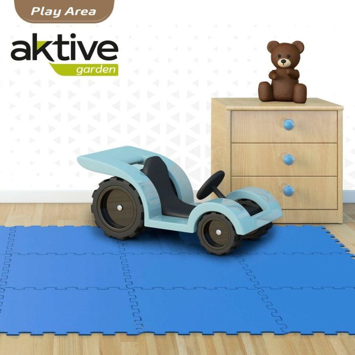 Alfombra de Puzzle Aktive Goma Eva 50 x 0,4 x 50 cm 9 Piezas (4 Unidades) Azul 5