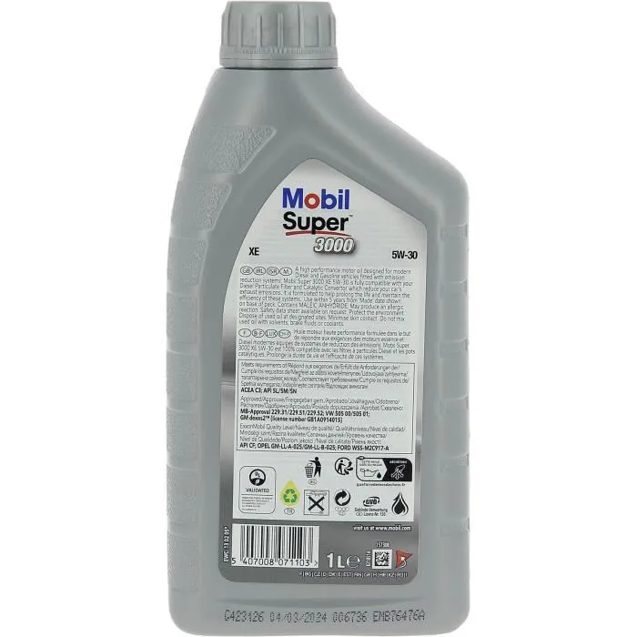 Mobil S3000 5W30 XE Contenedor de aceite de motor 1 L 4 estaciones 2 Mobil S3000 5W30 XE Contenedor de aceite de motor 1 L 4 estaciones 2