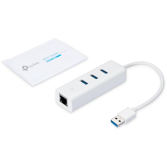 Tp-Link Adaptador USB 2 en 1 con Hub de 3 Puertos USB 3.0 y Adaptador Ethernet Gigabit 2
