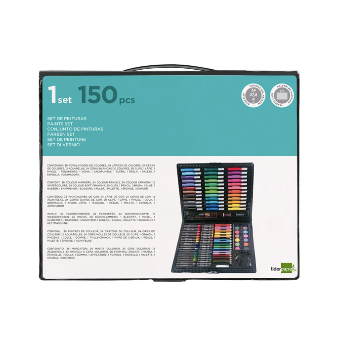 Liderpapel Estuche de Pintura Plástico 150 Piezas 36x31x4 cm 1