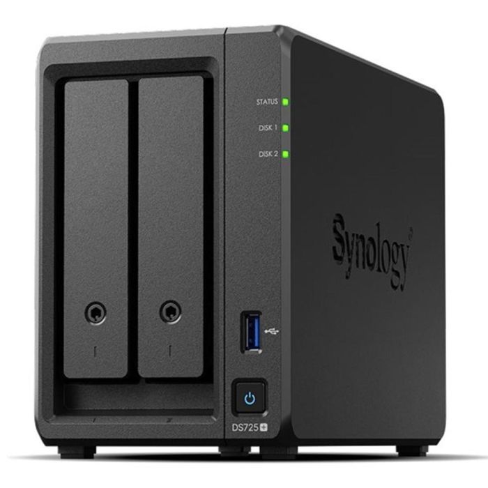 Synology Servidor NAS Disk Station DS725+ con Procesador AMD Ryzen, 2 Bahías y 2 Ranuras M.2