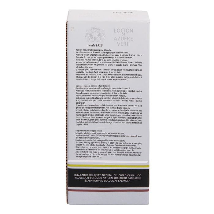 Azufre Veri Loción Anticaída Cabello Graso Regulador Biológico 400 ml Azufre Veri Loción Anticaída Cabello Graso Regulador Biológico 400 ml