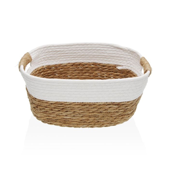 Cesta con asas blanca M Versa 23x15x31 cm - Alga y papel (2 Unidades)