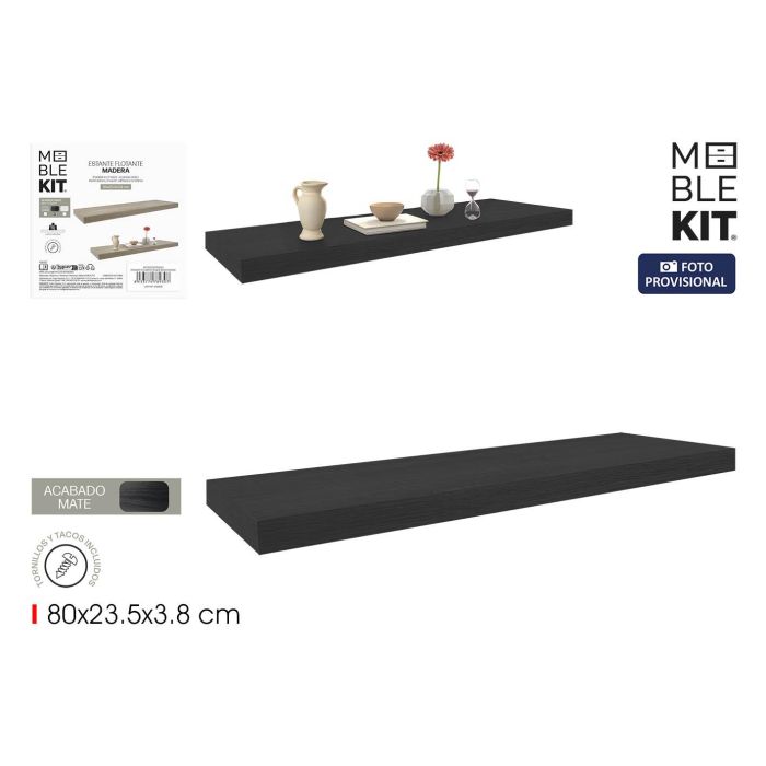 Estante Flotante Black 80X23.5X3.8C Moblekit (6 Unidades) 0 Estante Flotante Black 80X23.5X3.8C Moblekit (6 Unidades) 0
