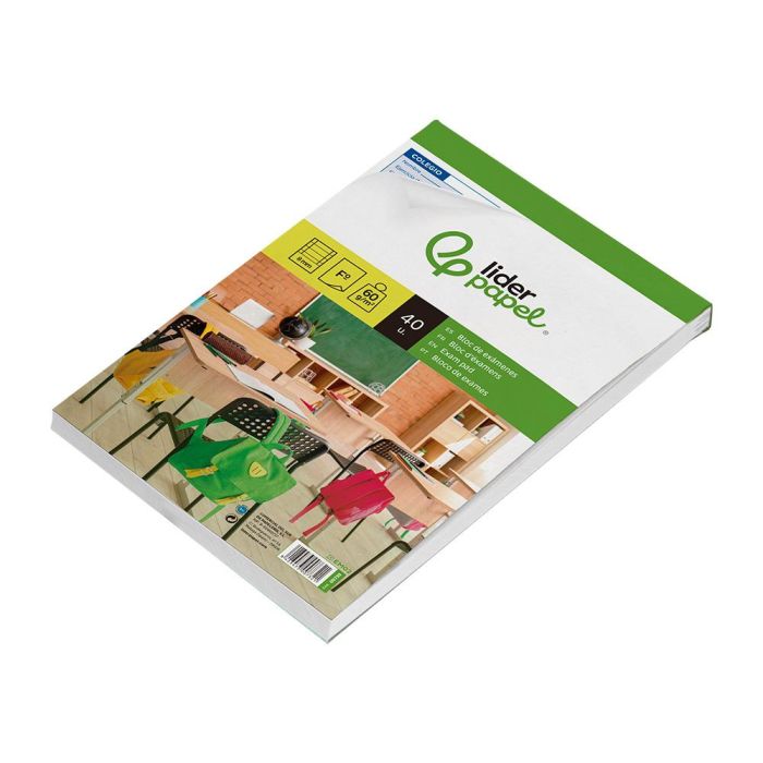 Bloc Examenes Liderpapel Cuadro 2 mm Folio 40 Hojas 60 gr-M2 10 unidades 5